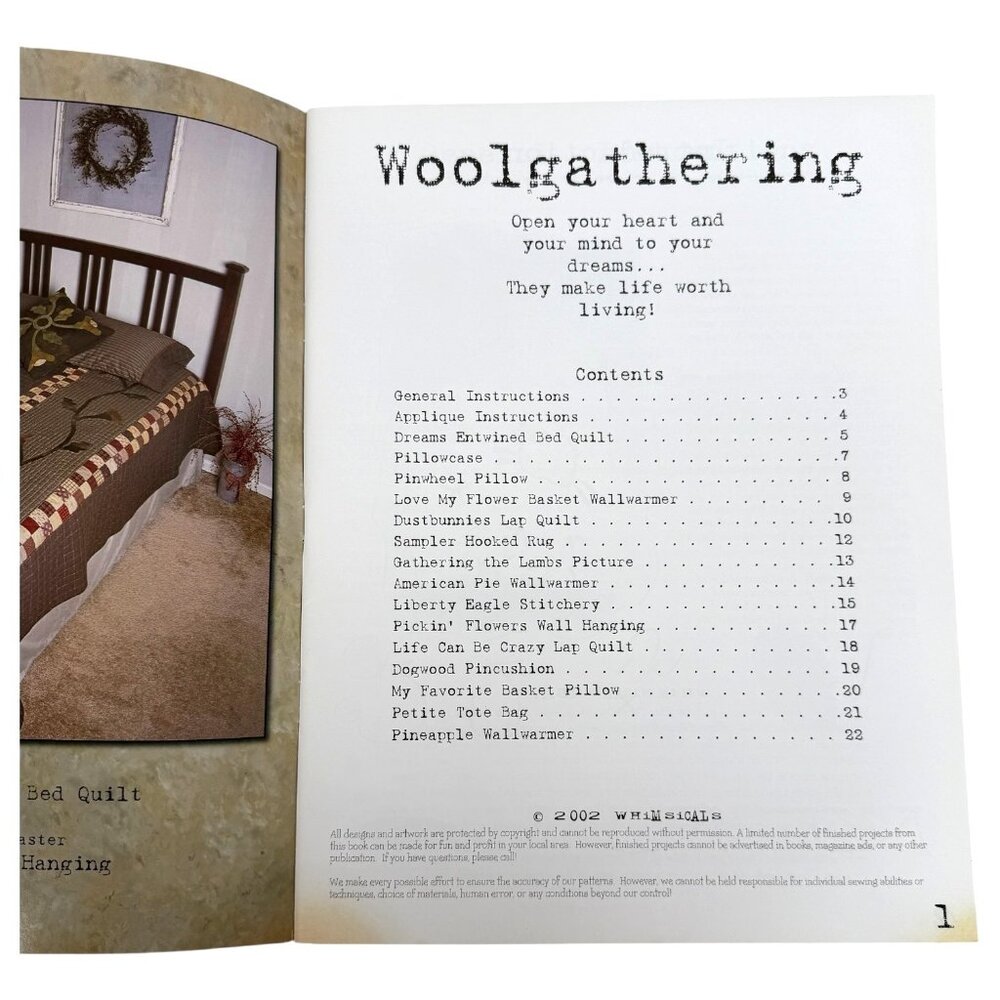 Woolgathering By Whimsicals Quilt Pattern Book Terri Degenkolb Appliqué Vintage - Picture 4 of 10